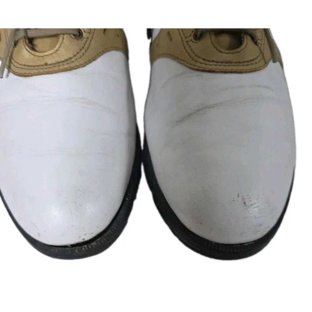 Adidas Z-Traxion Mens Golf Shoes Size 10 - White/Tan Leather Cleats (Beginner/Be